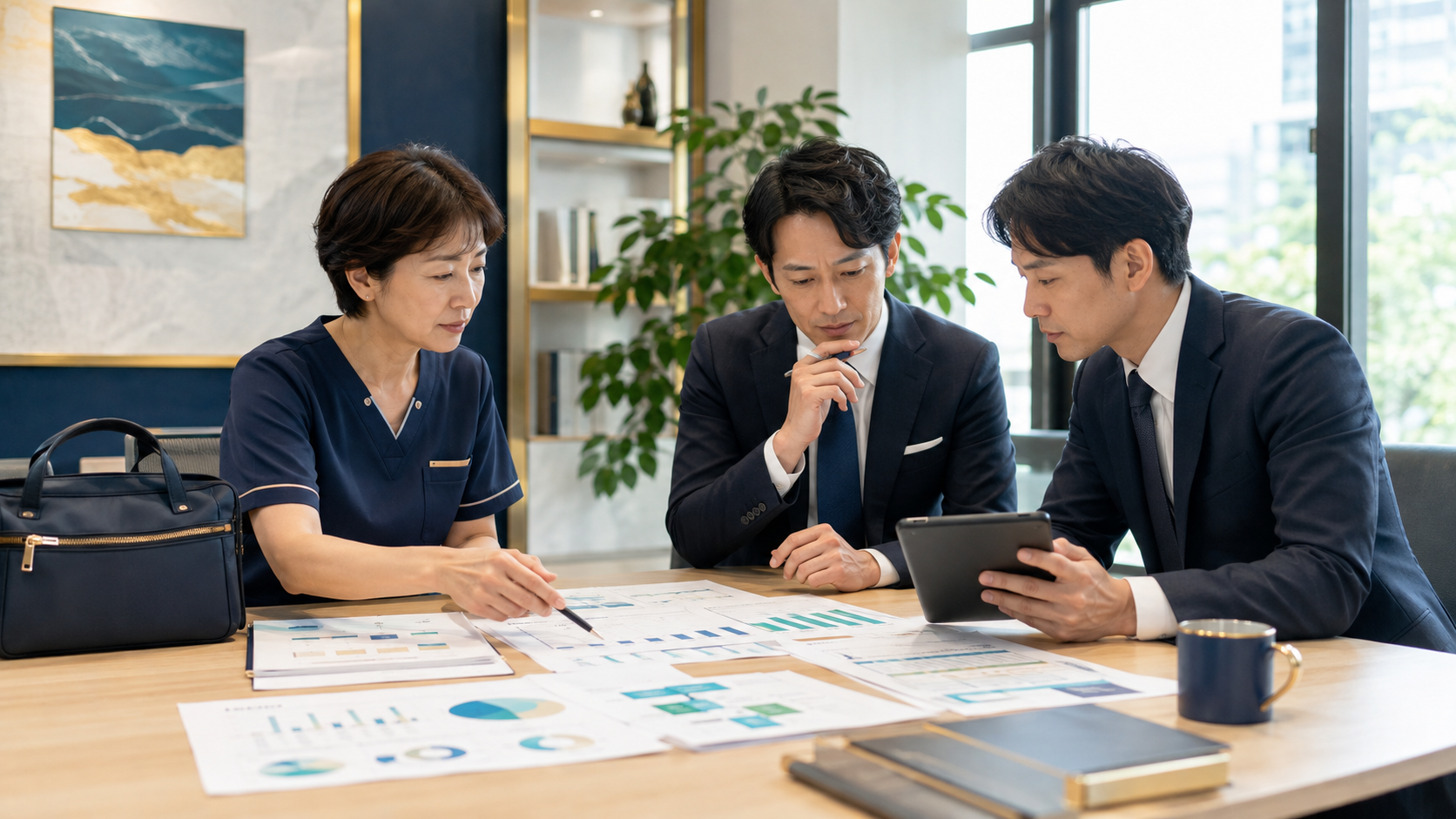 訪問看護ステーションの人員・訪問実績・財務資料を多面的に確認するチーム